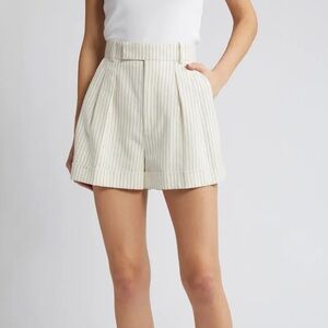 FRAME Pleated Wide Cuff Cotton & Linen Shorts size 4